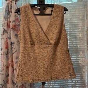 Gold Lace Sleeveless Blouse